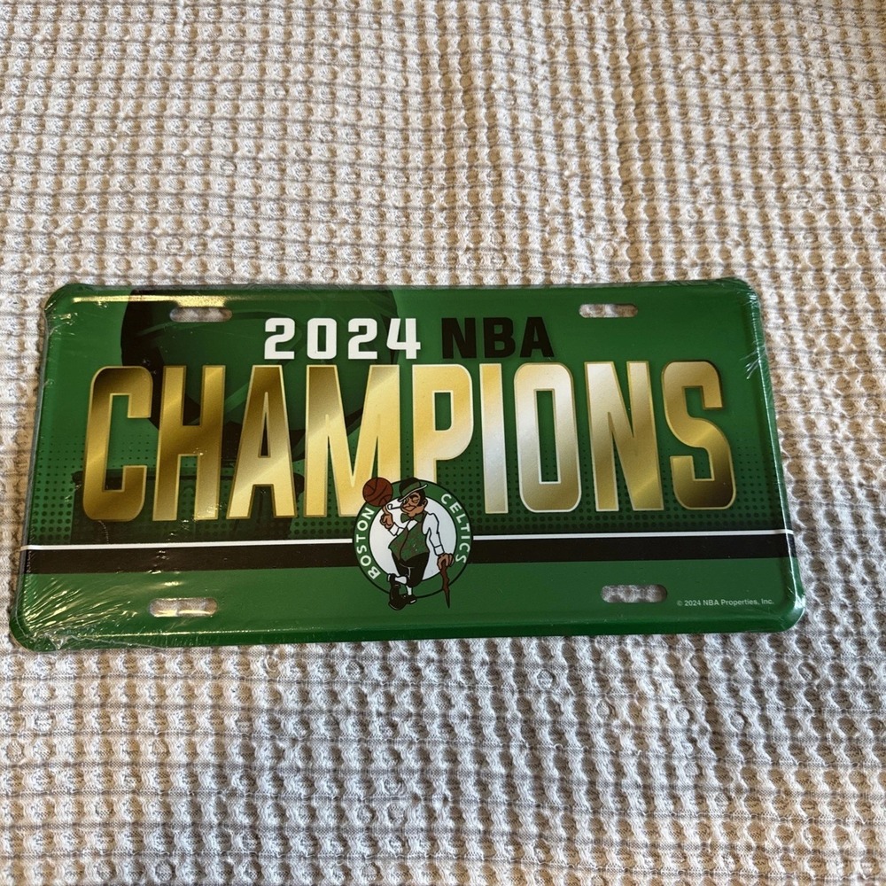 New Boston Celtics 2024 NBA Champions Metal License Plate Tag Green Gold